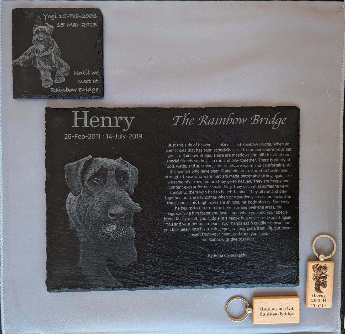 Double-Sided Wooden Pet Keyring – Engraved with Photo, Name & Phrase